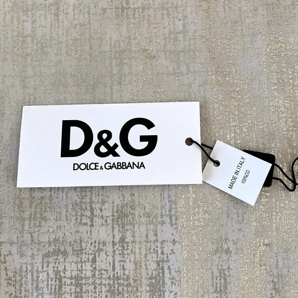 DOLCE & GABBANA Beige Canvas & Metal Keychain with Box & Paperwork. EUC!